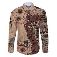 Bula Fiji Family Matching Short Sleeve Bodycon Dress and Hawaiian Shirt Shark Tail Beige Masi Tapa