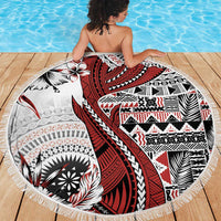 Bula Fiji Beach Blanket Shark Tail White Masi Tapa