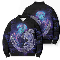 Polynesian Aumakua Bomber Puffer Jacket Jellyfish with Shark - Polynesian Pride
