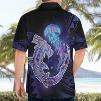 Polynesian Aumakua Hawaiian Shirt Jellyfish with Shark - Polynesian Pride