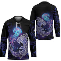 Polynesian Aumakua Hockey Jersey Jellyfish with Shark - Polynesian Pride