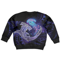 Polynesian Aumakua Kid Ugly Christmas Sweater Jellyfish with Shark - Polynesian Pride
