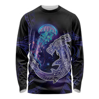 Polynesian Aumakua Long Sleeve Shirt Jellyfish with Shark - Polynesian Pride