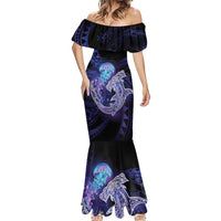 Polynesian Aumakua Mermaid Dress Jellyfish with Shark - Polynesian Pride