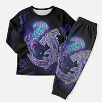 Polynesian Aumakua Christmas Pajama Set Jellyfish with Shark - Polynesian Pride