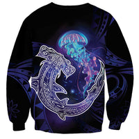 Polynesian Aumakua Sweatshirt Jellyfish with Shark - Polynesian Pride