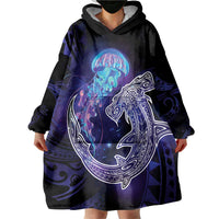 Polynesian Aumakua Wearable Blanket Hoodie Jellyfish with Shark - Polynesian Pride