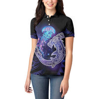 Polynesian Aumakua Women Polo Shirt Jellyfish with Shark - Polynesian Pride