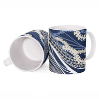 Polynesian Puakeniken Pikake Twisted Lei Ceramic Mug Navy Blue - Polynesian Pride