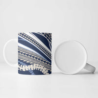Polynesian Puakeniken Pikake Twisted Lei Ceramic Mug Navy Blue - Polynesian Pride