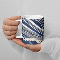 Polynesian Puakeniken Pikake Twisted Lei Ceramic Mug Navy Blue - Polynesian Pride