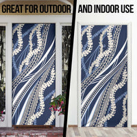 Polynesian Puakeniken Pikake Twisted Lei Door Cover Navy Blue - Polynesian Pride
