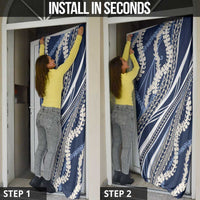 Polynesian Puakeniken Pikake Twisted Lei Door Cover Navy Blue - Polynesian Pride