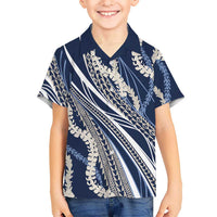 Polynesian Puakeniken Pikake Twisted Lei Hawaiian Shirt Navy Blue - Polynesian Pride