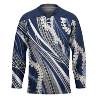 Polynesian Puakeniken Pikake Twisted Lei Hockey Jersey Navy Blue - Polynesian Pride