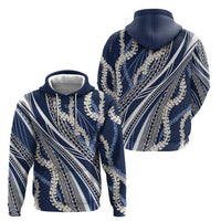 Polynesian Puakeniken Pikake Twisted Lei Hoodie Navy Blue - Polynesian Pride