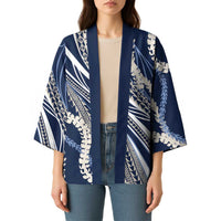 Polynesian Puakeniken Pikake Twisted Lei Kimono Navy Blue - Polynesian Pride
