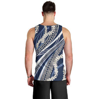 Polynesian Puakeniken Pikake Twisted Lei Men Tank Top Navy Blue - Polynesian Pride