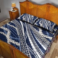 Polynesian Puakeniken Pikake Twisted Lei Quilt Bed Set Navy Blue - Polynesian Pride