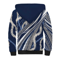 Polynesian Puakeniken Pikake Twisted Lei Sherpa Hoodie Navy Blue - Polynesian Pride