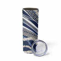 Polynesian Puakeniken Pikake Twisted Lei Skinny Tumbler Navy Blue - Polynesian Pride