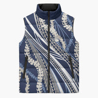 Polynesian Puakeniken Pikake Twisted Lei Sleeveless Puffer Jacket Navy Blue - Polynesian Pride