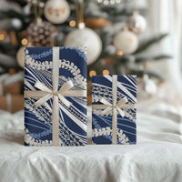Polynesian Puakeniken Pikake Twisted Lei Wrapping Paper Navy Blue LT7 - Polynesian Pride