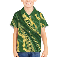 Polynesian Puakeniken Pikake Twisted Lei Kid Hawaiian Shirt Emerald - Polynesian Pride