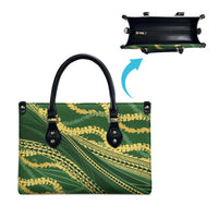 Polynesian Puakeniken Pikake Twisted Lei Leather Bag Emerald - Polynesian Pride