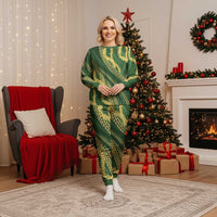 Polynesian Puakeniken Pikake Twisted Lei Christmas Pajama Set Emerald - Polynesian Pride