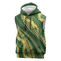 Polynesian Puakeniken Pikake Twisted Lei Sleeveless Hoodie Emerald - Polynesian Pride