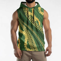 Polynesian Puakeniken Pikake Twisted Lei Sleeveless Hoodie Emerald - Polynesian Pride