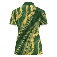 Polynesian Puakeniken Pikake Twisted Lei Women Polo Shirt Emerald LT7 - Polynesian Pride