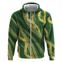 Polynesian Puakeniken Pikake Twisted Lei Zip Hoodie Emerald - Polynesian Pride