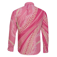 Polynesian Puakeniken Pikake Twisted Lei Family Matching Long Sleeve Bodycon Dress and Hawaiian Shirt Rose Pink - Polynesian Pride