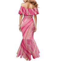 Polynesian Puakeniken Pikake Twisted Lei Family Matching Mermaid Dress and Hawaiian Shirt Rose Pink - Polynesian Pride