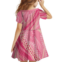 Polynesian Puakeniken Pikake Twisted Lei Family Matching Off The Shoulder Long Sleeve Dress and Hawaiian Shirt Rose Pink - Polynesian Pride