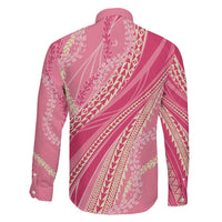 Polynesian Puakeniken Pikake Twisted Lei Family Matching Off The Shoulder Long Sleeve Dress and Hawaiian Shirt Rose Pink - Polynesian Pride