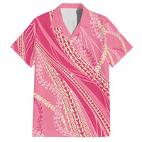 Polynesian Puakeniken Pikake Twisted Lei Family Matching Off Shoulder Short Dress and Hawaiian Shirt Rose Pink - Polynesian Pride