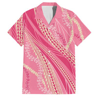 Polynesian Puakeniken Pikake Twisted Lei Family Matching Short Sleeve Bodycon Dress and Hawaiian Shirt Rose Pink - Polynesian Pride