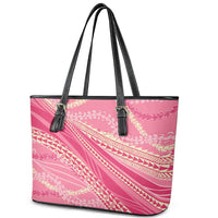 Polynesian Puakeniken Pikake Twisted Lei Leather Tote Bag Rose Pink - Polynesian Pride
