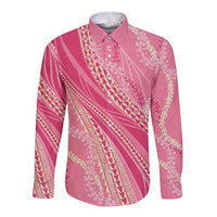 Polynesian Puakeniken Pikake Twisted Lei Long Sleeve Button Shirt Rose Pink - Polynesian Pride