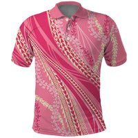 Polynesian Puakeniken Pikake Twisted Lei Polo Shirt Rose Pink - Polynesian Pride