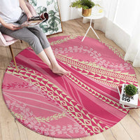 Polynesian Puakeniken Pikake Twisted Lei Round Carpet Rose Pink - Polynesian Pride