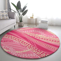 Polynesian Puakeniken Pikake Twisted Lei Round Carpet Rose Pink - Polynesian Pride