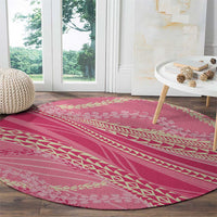 Polynesian Puakeniken Pikake Twisted Lei Round Carpet Rose Pink - Polynesian Pride