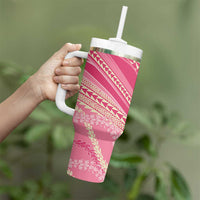Polynesian Puakeniken Pikake Twisted Lei Tumbler With Handle Rose Pink - Polynesian Pride