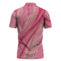 Polynesian Puakeniken Pikake Twisted Lei Zipper Polo Shirt Rose Pink - Polynesian Pride