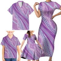 Polynesian Puakeniken Pikake Twisted Lei Family Matching Short Sleeve Bodycon Dress and Hawaiian Shirt Amethys - Polynesian Pride