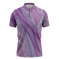Polynesian Puakeniken Pikake Twisted Lei Zipper Polo Shirt Amethys - Polynesian Pride